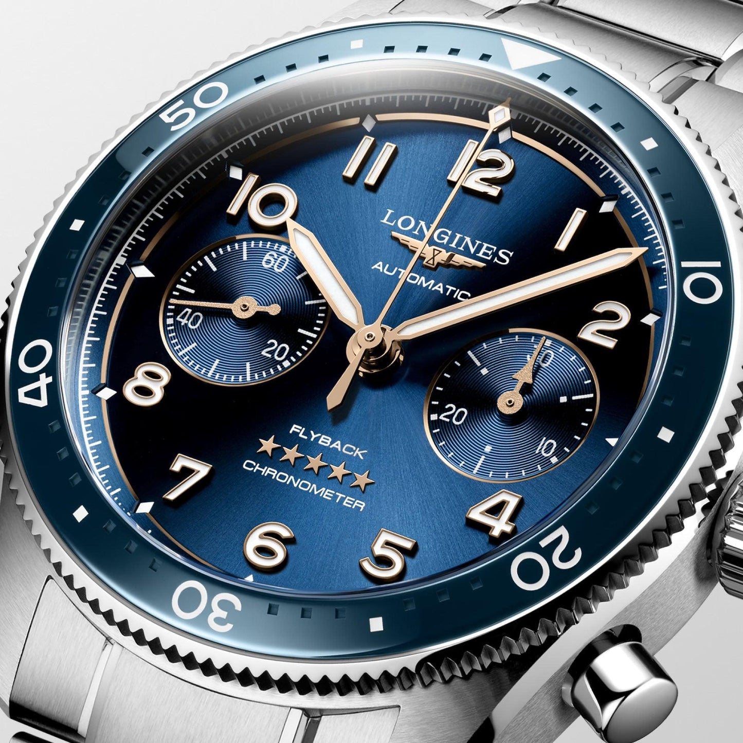Longines horloge Longines Spirit Flyback 42mm blauw automatisch staal L3.821.4.93.6