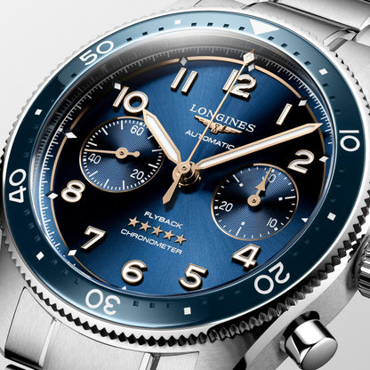 Longines horloge Longines Spirit Flyback 42mm blauw automatisch staal L3.821.4.93.6