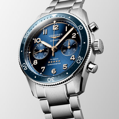 Longines horloge Longines Spirit Flyback 42mm blauw automatisch staal L3.821.4.93.6