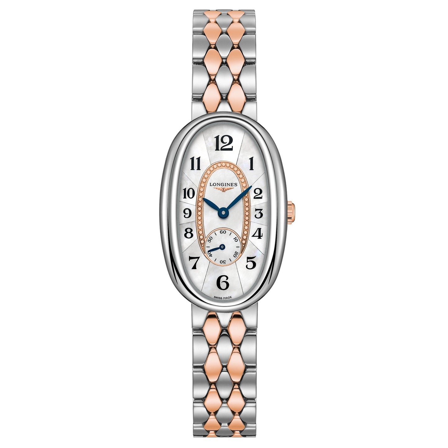 Longines horloge Longines Symphonette 21,90x34,00mm parelmoer quartz staal en 18kt goud L2.306.5.83.7