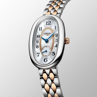 Longines horloge Longines Symphonette 21,90x34,00mm parelmoer quartz staal en 18kt goud L2.306.5.83.7