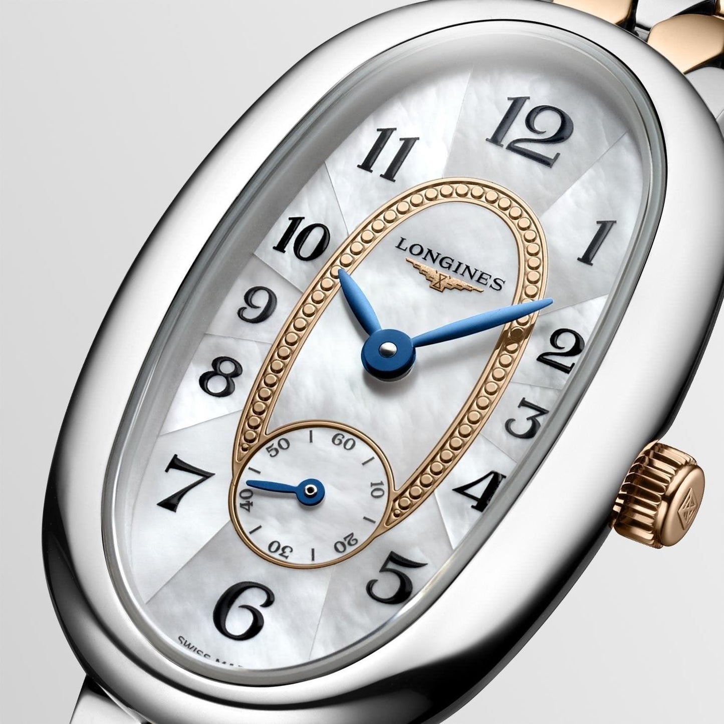 Longines horloge Longines Symphonette 21,90x34,00mm parelmoer quartz staal en 18kt goud L2.306.5.83.7