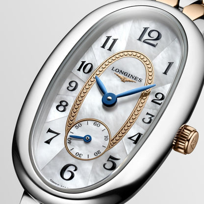 Longines horloge Longines Symphonette 21,90x34,00mm parelmoer quartz staal en 18kt goud L2.306.5.83.7