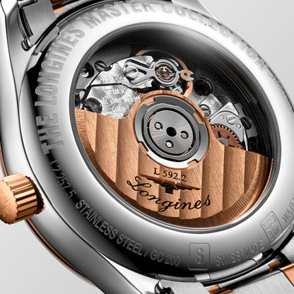 Longines horloge Master Collection 29mm parelmoer diamanten automatisch staal roségoud L2.257.5.89.7