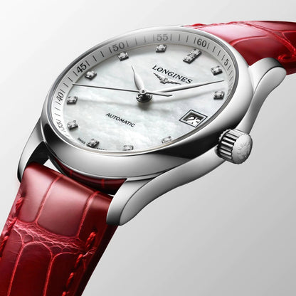 Longines horloge Master Collection 34mm parelmoer diamanten automatisch staal L2.357.4.87.2
