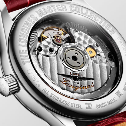 Longines horloge Master Collection 34mm parelmoer diamanten automatisch staal L2.357.4.87.2