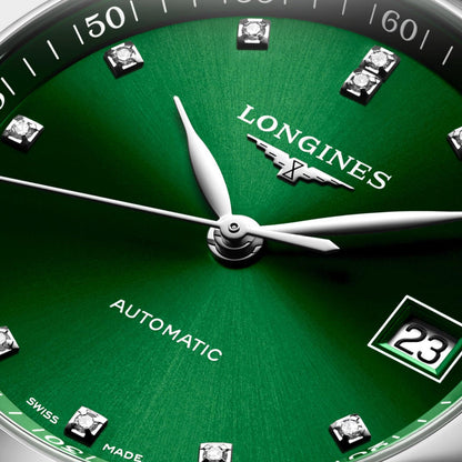 Longines horloge Master Collection 34mm groen diamanten automatisch staal L2.357.4.99.6