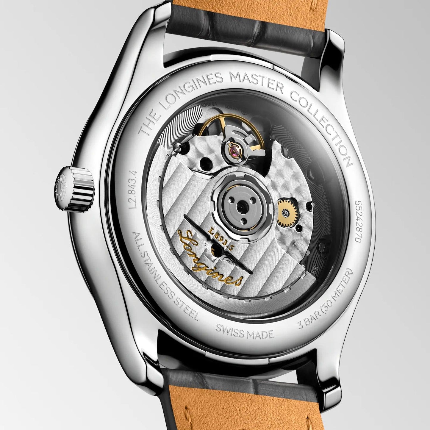 Longines horloge Master Collection 38mm antraciet automatisch staal L2.843.4.63.2