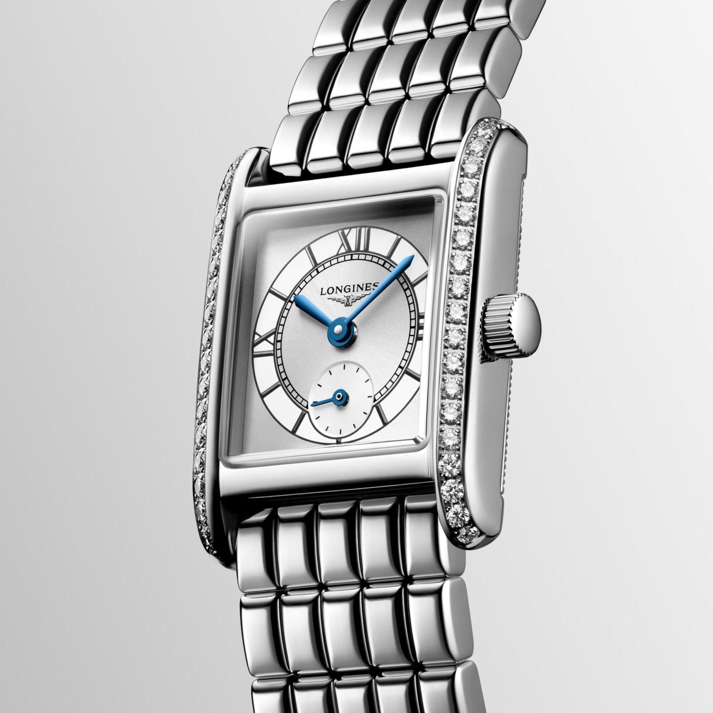 Longines horloge Mini Dolcevita 21.5x29mm zilver diamanten quartz staal L5.200.0.75.6
