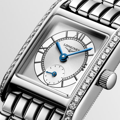Longines horloge Mini Dolcevita 21.5x29mm zilver diamanten quartz staal L5.200.0.75.6