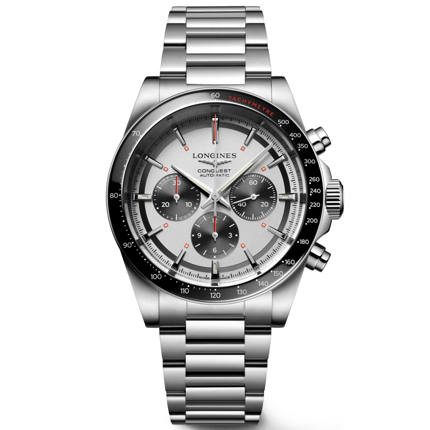 Longines horloge New Conquest 42mm zilver automatisch staal L3.835.4.72.6