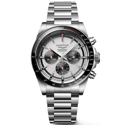 Longines horloge New Conquest 42mm zilver automatisch staal L3.835.4.72.6
