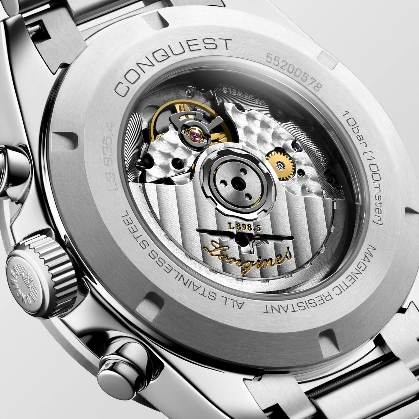 Longines horloge New Conquest 42mm zilver automatisch staal L3.835.4.72.6
