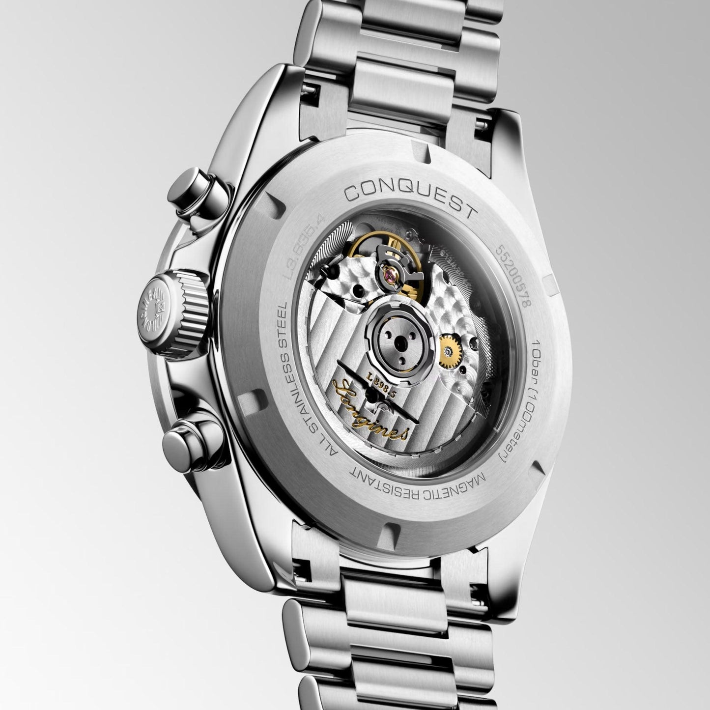 Longines horloge New Conquest 42mm zilver automatisch staal L3.835.4.72.6