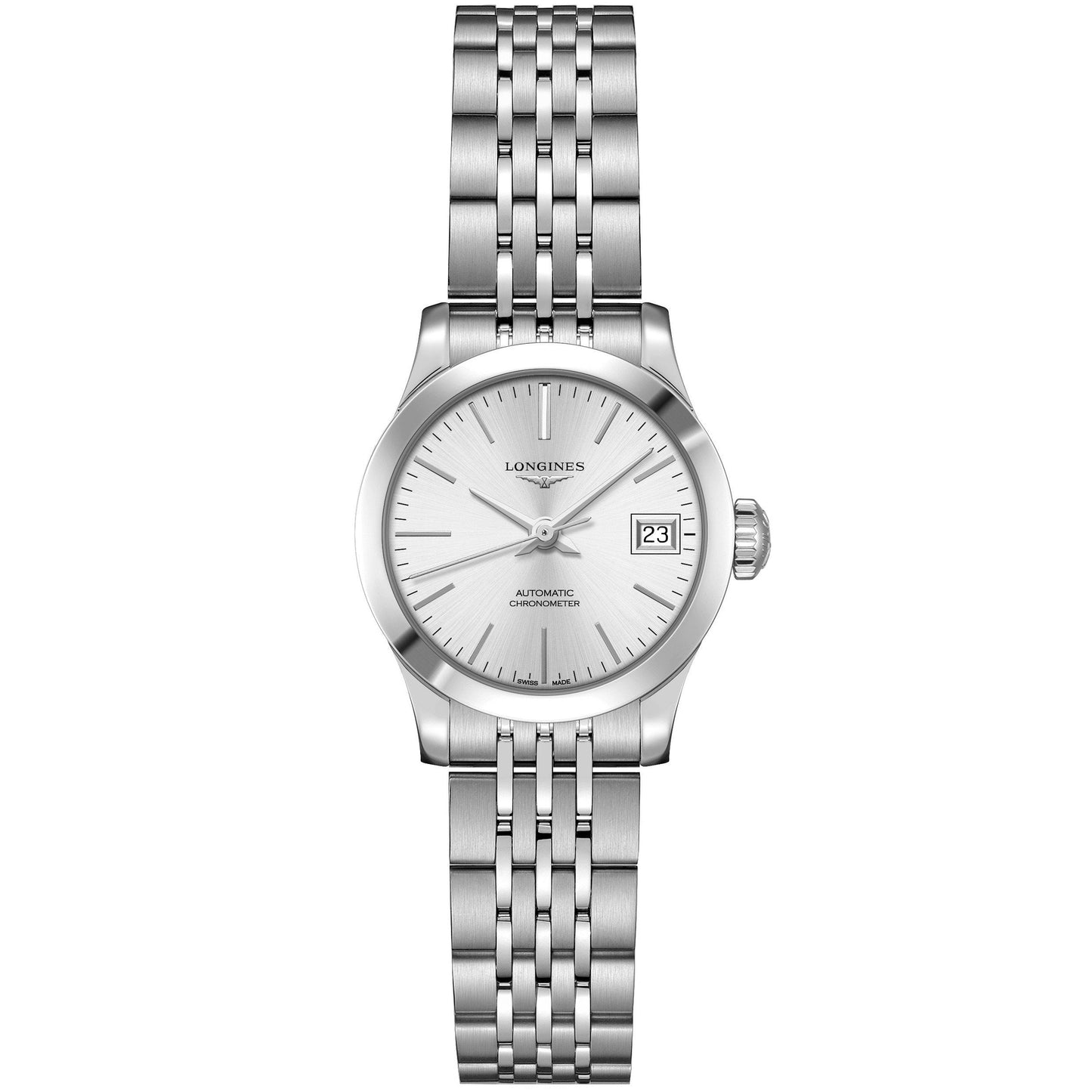 Longines horloge Record collectie 26mm zilver automatisch COSC staal L2.320.4.72.6