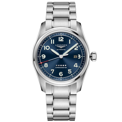 Longines horloge Spirit 42mm blauw automatisch staal L3.811.4.93.6