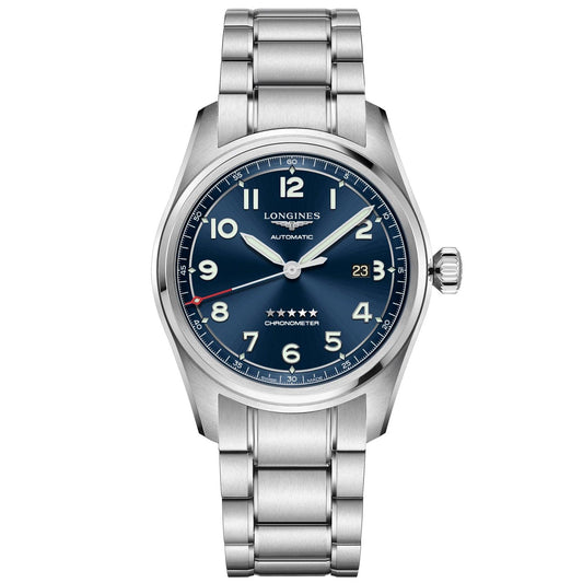 Longines horloge Spirit 42mm blauw automatisch staal L3.811.4.93.6