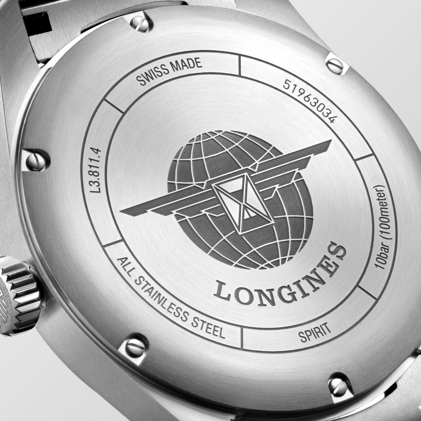 Longines horloge Spirit 42mm blauw automatisch staal L3.811.4.93.6