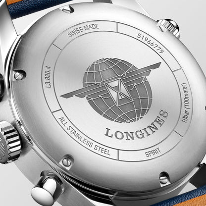 Longines horloge Spirit chronograaf 42mm blauw automatisch staal L3.820.4.93.0