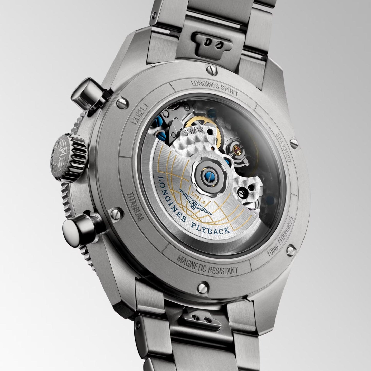 Longines orologio Spirit Flyback 42mm antracite automatico titanio L3.821.1.53.6