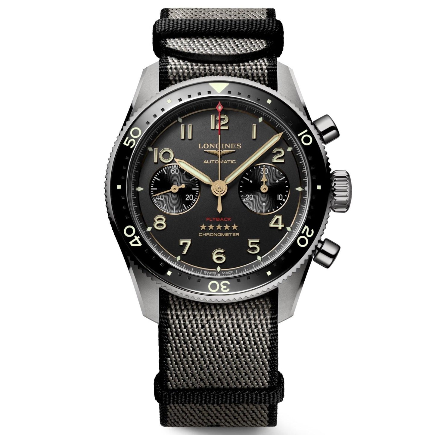 Longines orologio Spirit Flyback Titanium 42mm antracite automatico titanio L3.821.1.53.2