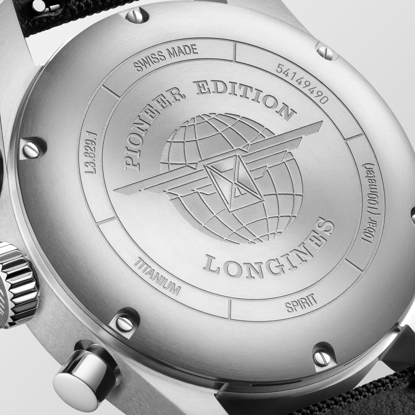 Longines horloge Spirit Pioneer Edition 42mm zwart automatisch titanium L3.829.1.53.2