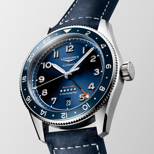Longines horloge Spirit Zulu Time 39mm blauw automatisch staal L3.802.4.93.2