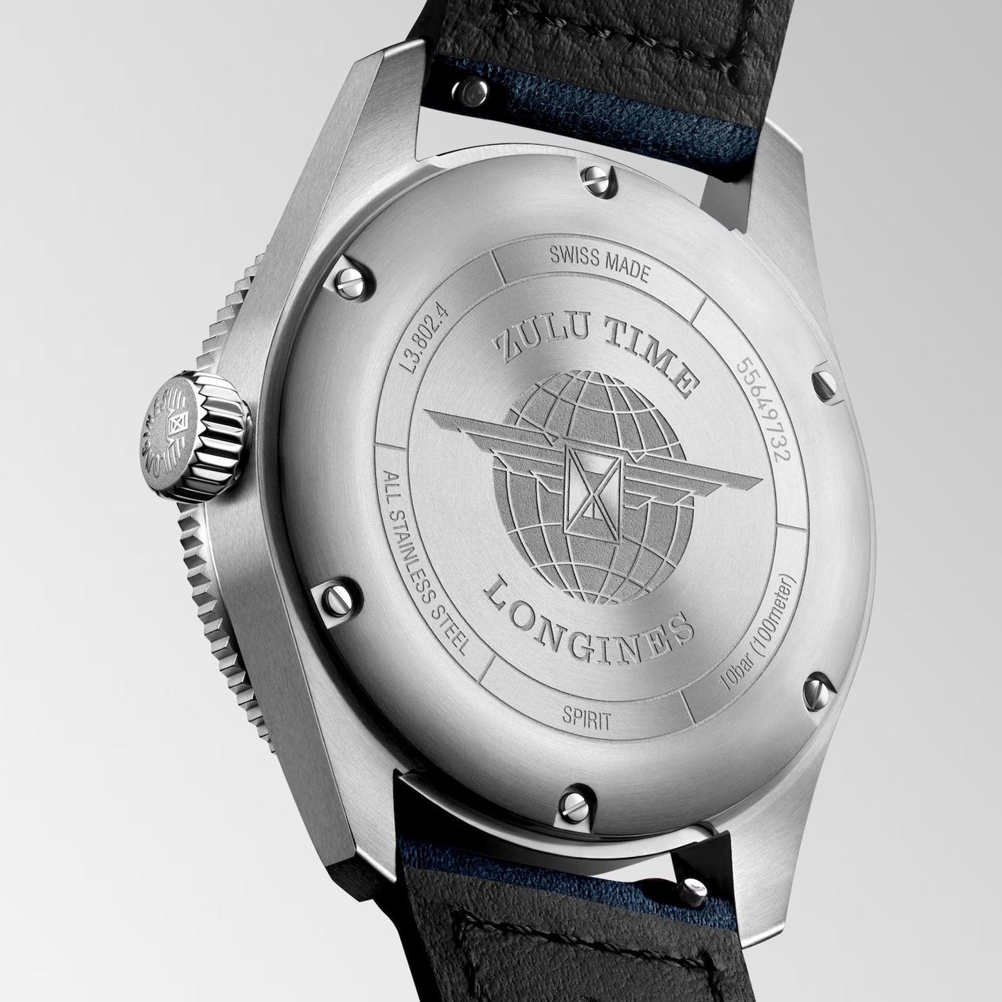 Longines horloge Spirit Zulu Time 39mm blauw automatisch staal L3.802.4.93.2