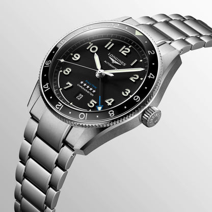 Longines orologio Spirit Zulu Time 42mm nero automatico acciaio L3.812.4.53.6