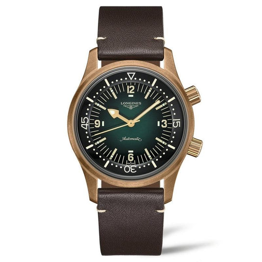 Longines horloge The Longines Legend Diver Watch 42mm groen automatisch brons titanium L3.774.1.50.2