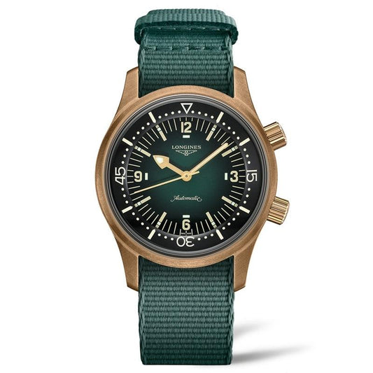 Longines horloge The Longines Legend Diver Watch 42mm groen automatisch brons titanium L3.774.1.50.2