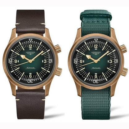 Longines horloge The Longines Legend Diver Watch 42mm groen automatisch brons titanium L3.774.1.50.2