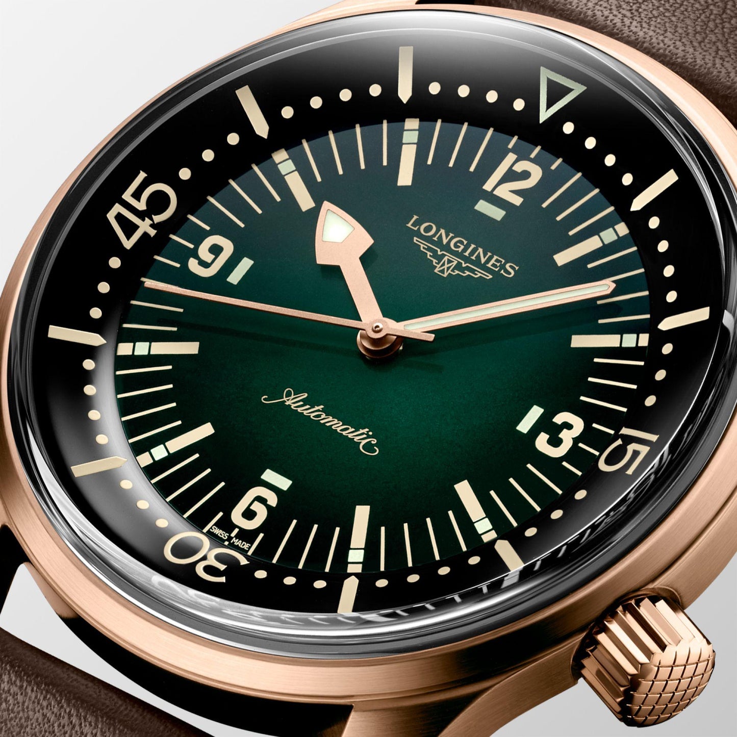 Longines horloge The Longines Legend Diver Watch 42mm groen automatisch brons titanium L3.774.1.50.2