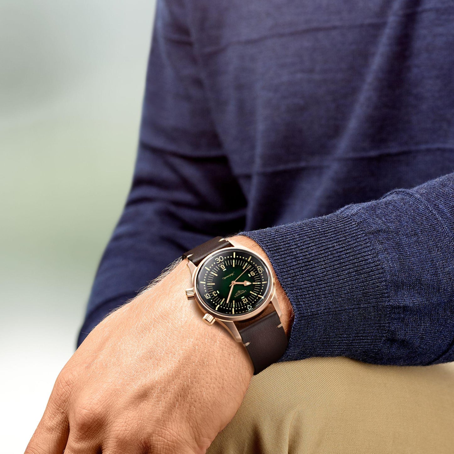 Longines horloge The Longines Legend Diver Watch 42mm groen automatisch brons titanium L3.774.1.50.2