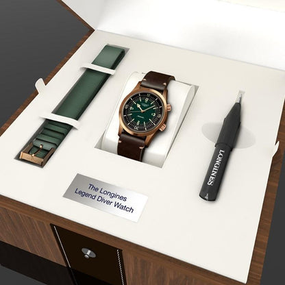 Longines horloge The Longines Legend Diver Watch 42mm groen automatisch brons titanium L3.774.1.50.2