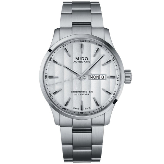 Mido horloge Multifort Chronometer 1 COSC 42mm wit automatisch staal M038.431.11.031.00