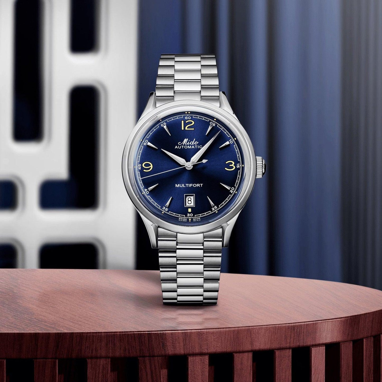 Mido horloge Multifort Powerwind 40mm blauw automatisch staal M040.407.11.047.00