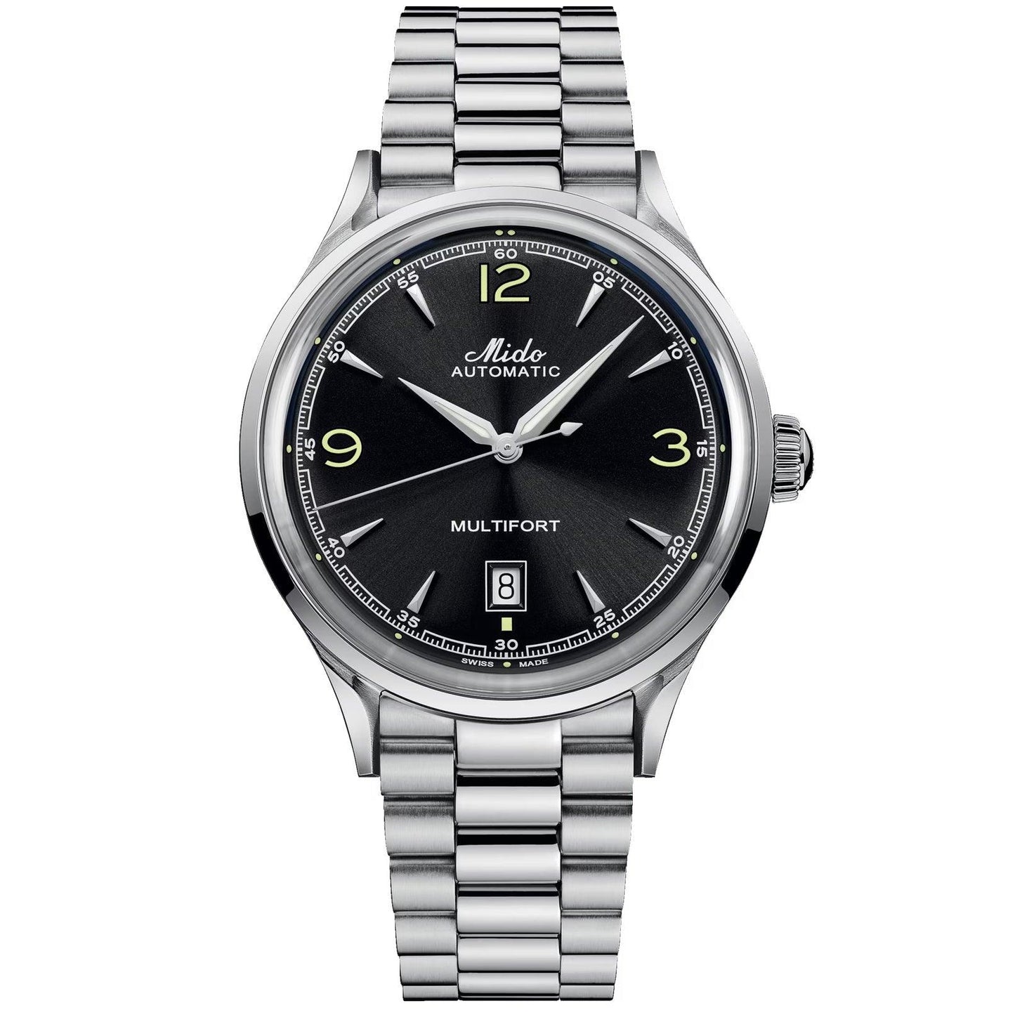 Mido horloge Multifort Powerwind 40mm zwart automatisch staal M040.407.11.057.00