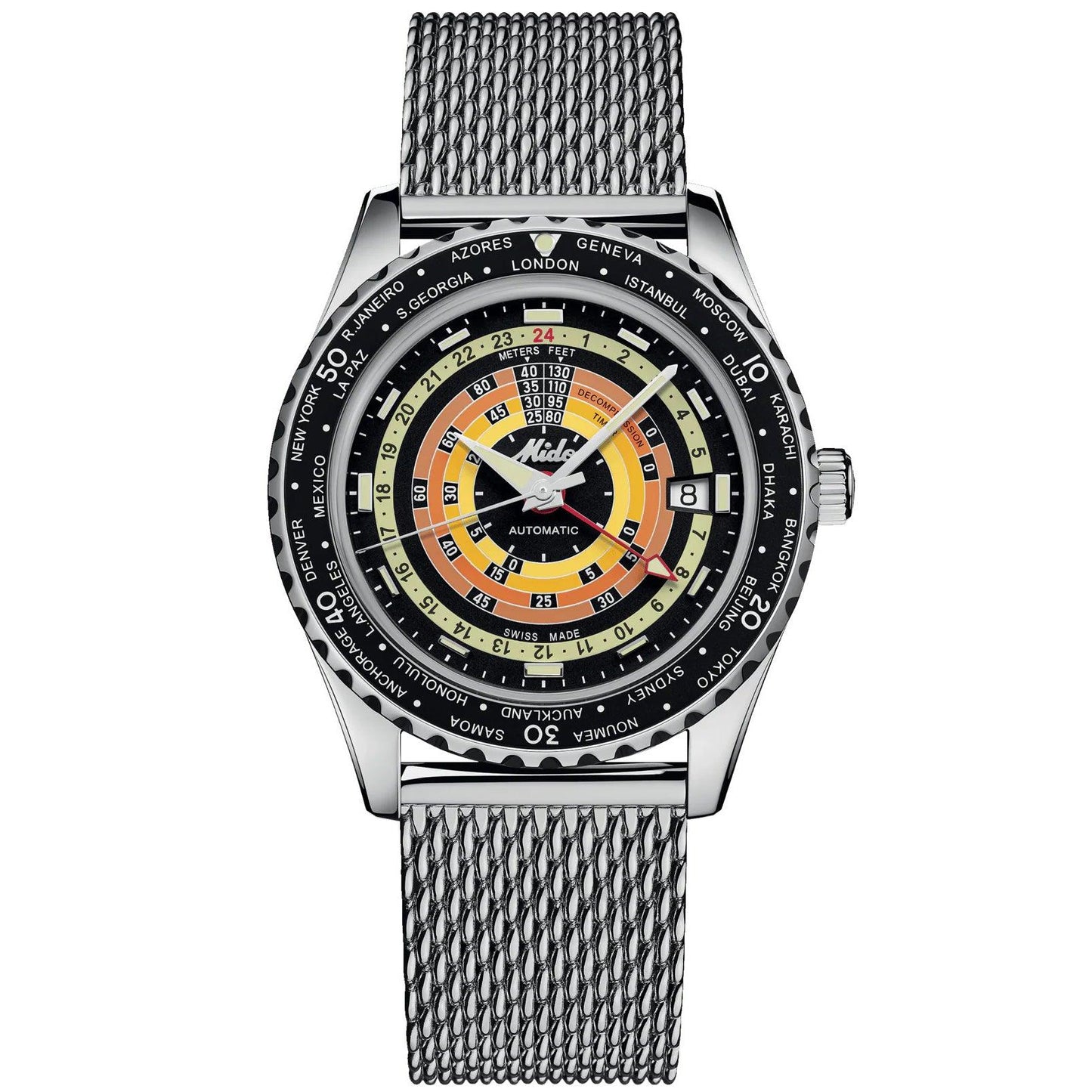 Mido horloge Ocean Star Decompression Worldtimer Special Edition 40mm zwart automatisch staal M026.829.17.051.00