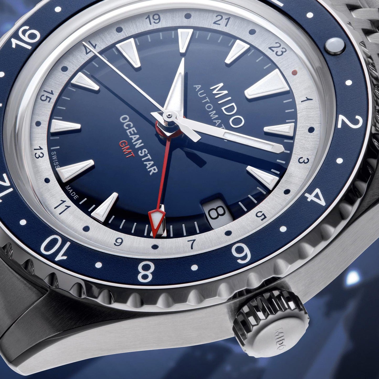 Mido Ocean Star GMT Special Edition 40mm Blauw Automatisch Stalen Horloge M026.829.18.041.00