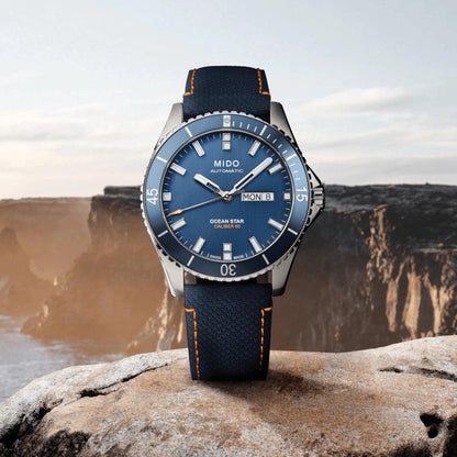 Mido horloge Ocean Star Red Bull Cliff Diving gelimiteerde oplage 500 stuks 42mm blauw automatisch staal M026.430.17.041.00