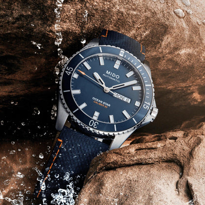 Mido horloge Ocean Star Red Bull Cliff Diving gelimiteerde oplage 500 stuks 42mm blauw automatisch staal M026.430.17.041.00