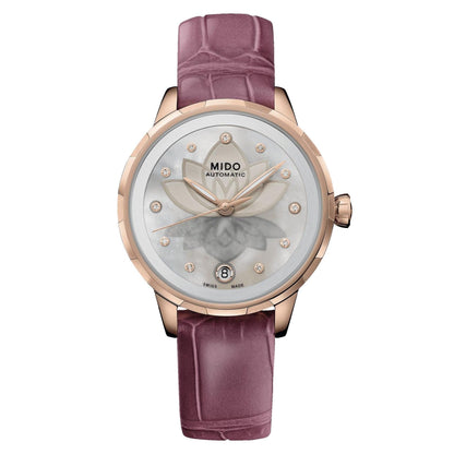 Mido horloge Rainflower Night 34mm parelmoer diamanten automatisch staal PVD roségoud afwerking M043.207.36.106.00