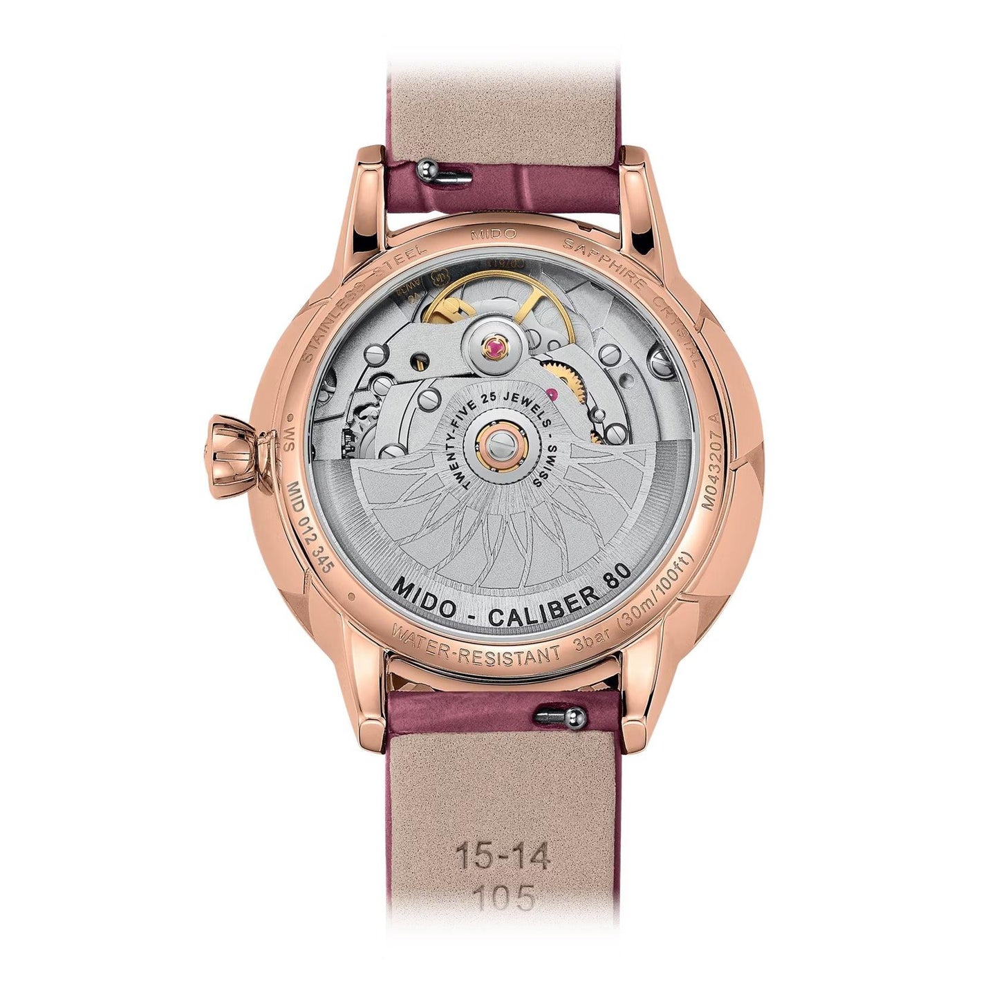 Mido horloge Rainflower Night 34mm parelmoer diamanten automatisch staal PVD roségoud afwerking M043.207.36.106.00