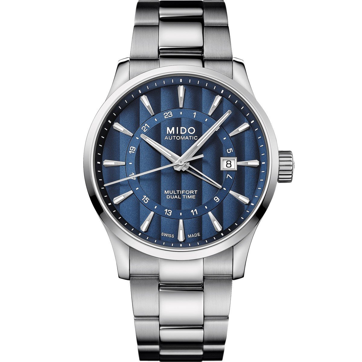 Mido herenhorloge Multifort Dual Time GMT 42mm Calibre 80 automatisch staal M038.429.11.041.00