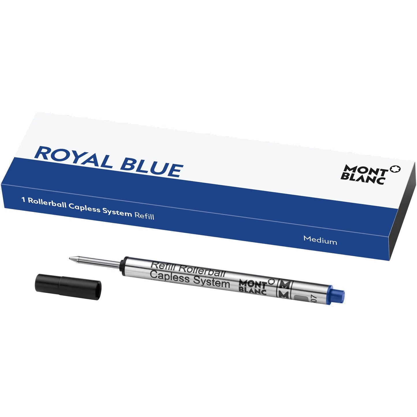 Montblanc 1 navulset voor roller zonder dop medium Royal Blue blauw punt M 128243