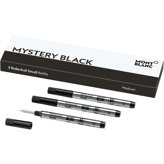 Montblanc 3 kleine navullingen voor roller punt M Mystery Black zwart 128240