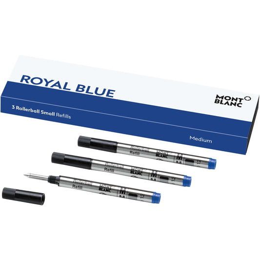 Montblanc 3 kleine navullingen voor roller punt M Royal Blue blauw 128241