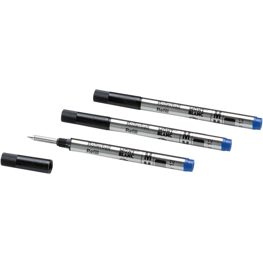 Montblanc 3 kleine navullingen voor roller punt M Royal Blue blauw 128241