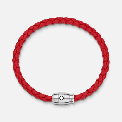 Montblanc armband van rood gevlochten leer met 3-ring sluiting maat M 130902 63